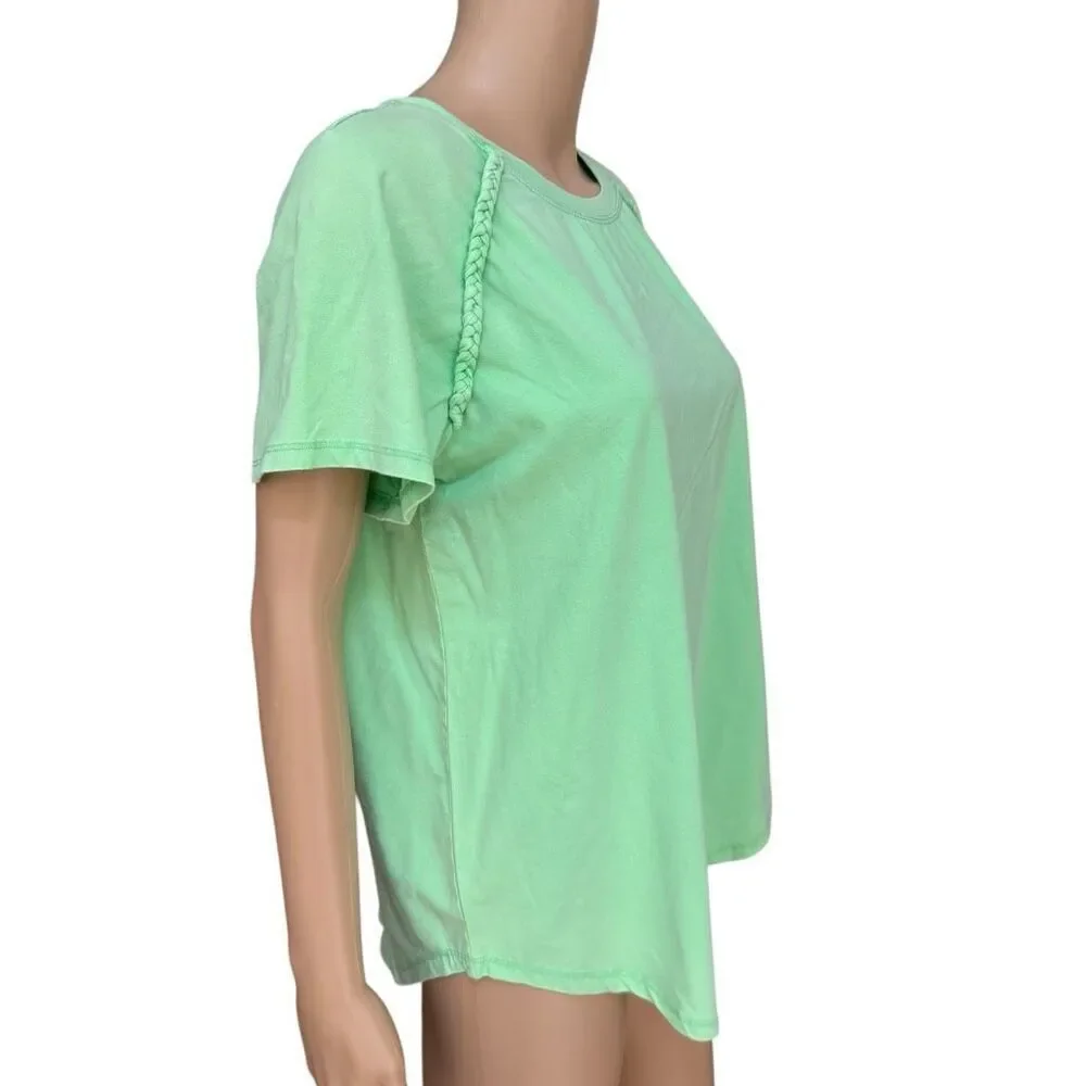 DG2 by Diane Gilman Snow Wash green lime Cotton Jersey Knit Tee size M NWT - Picture 4 of 9